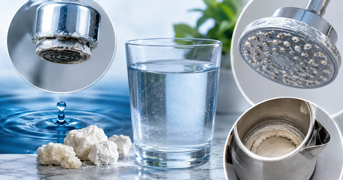 Hard Water Buildup Faucet, Showerhead, and Kettle