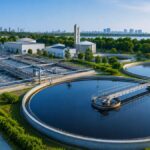 Aerial Wastewater Treatment Facility Panorama
