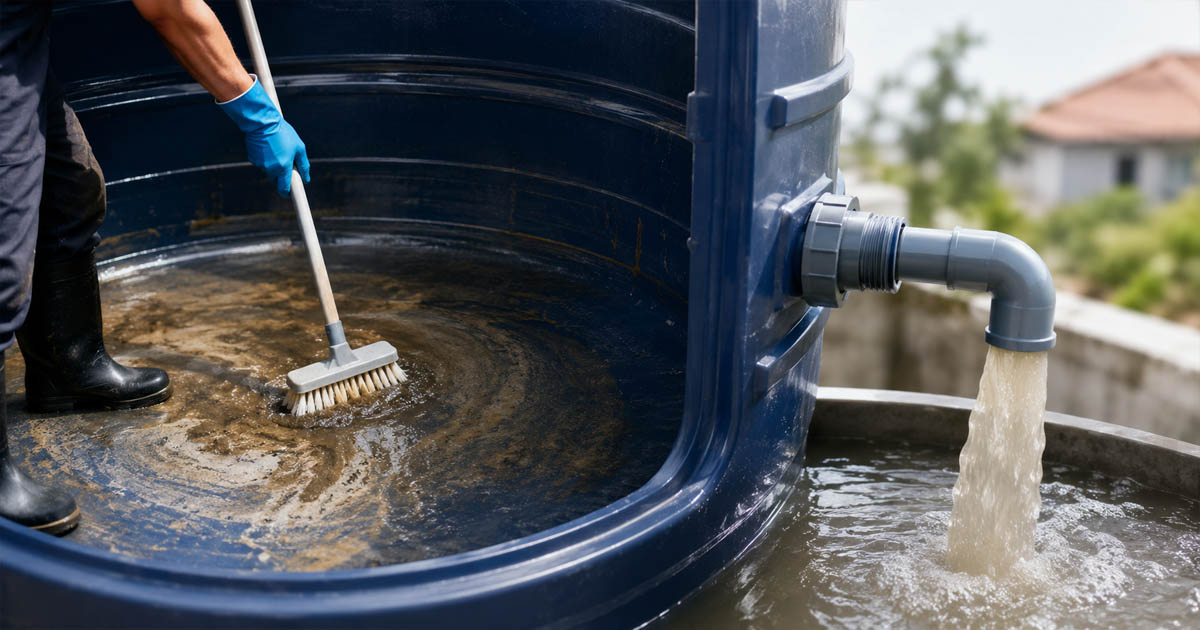 Blue Tank Cleaning and Cloudy Water Flow