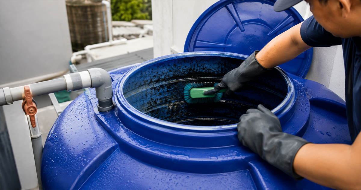 Blue Tank Cleaning in Action