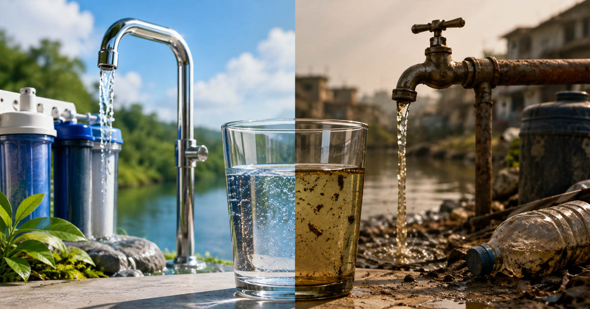 Clean and Polluted Water Contrast