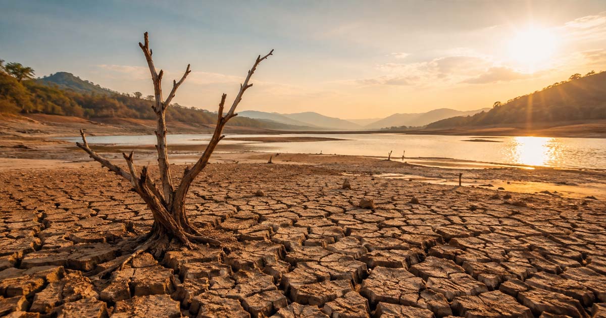 Drought Stricken Lake at Golden Hour