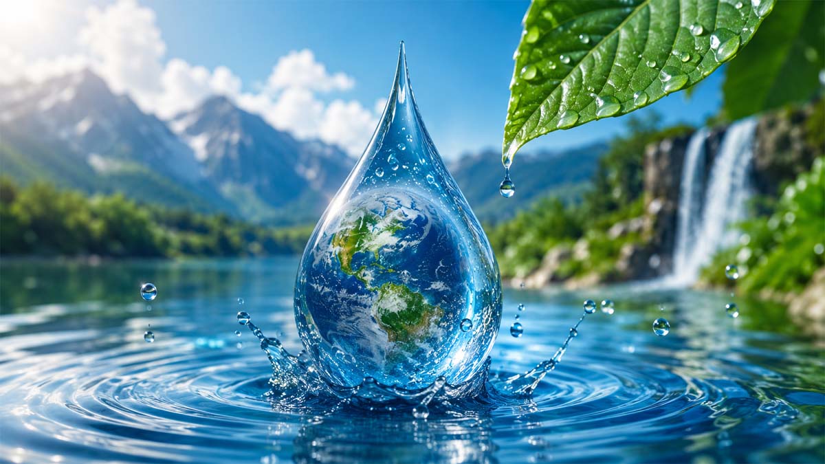 Earth Encased in a Water Droplet