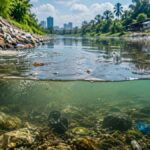 Polluted River Surface to Seabed