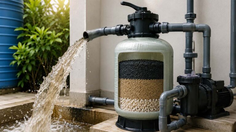 Pool Filter Backwash System in Action