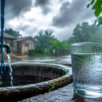 Rainy Yard with Glass of Water