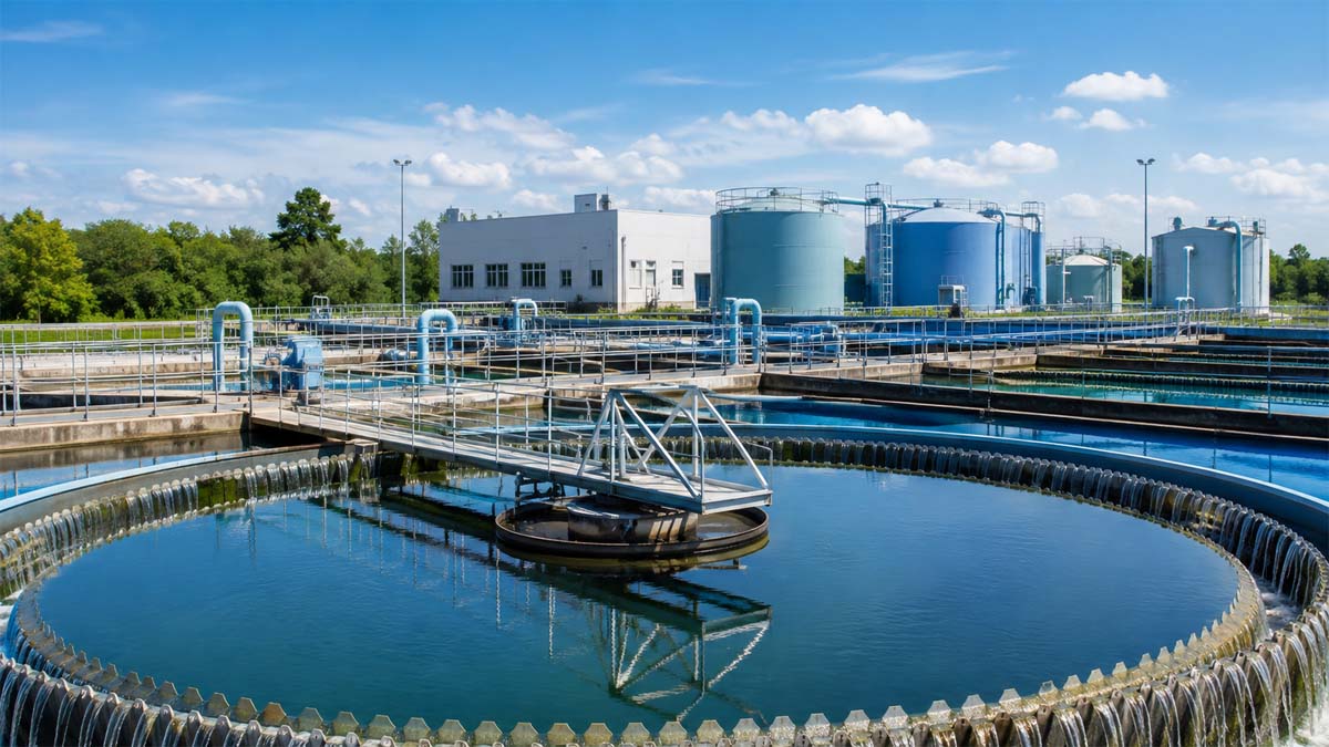 Sunlit Water Treatment Plant Panorama